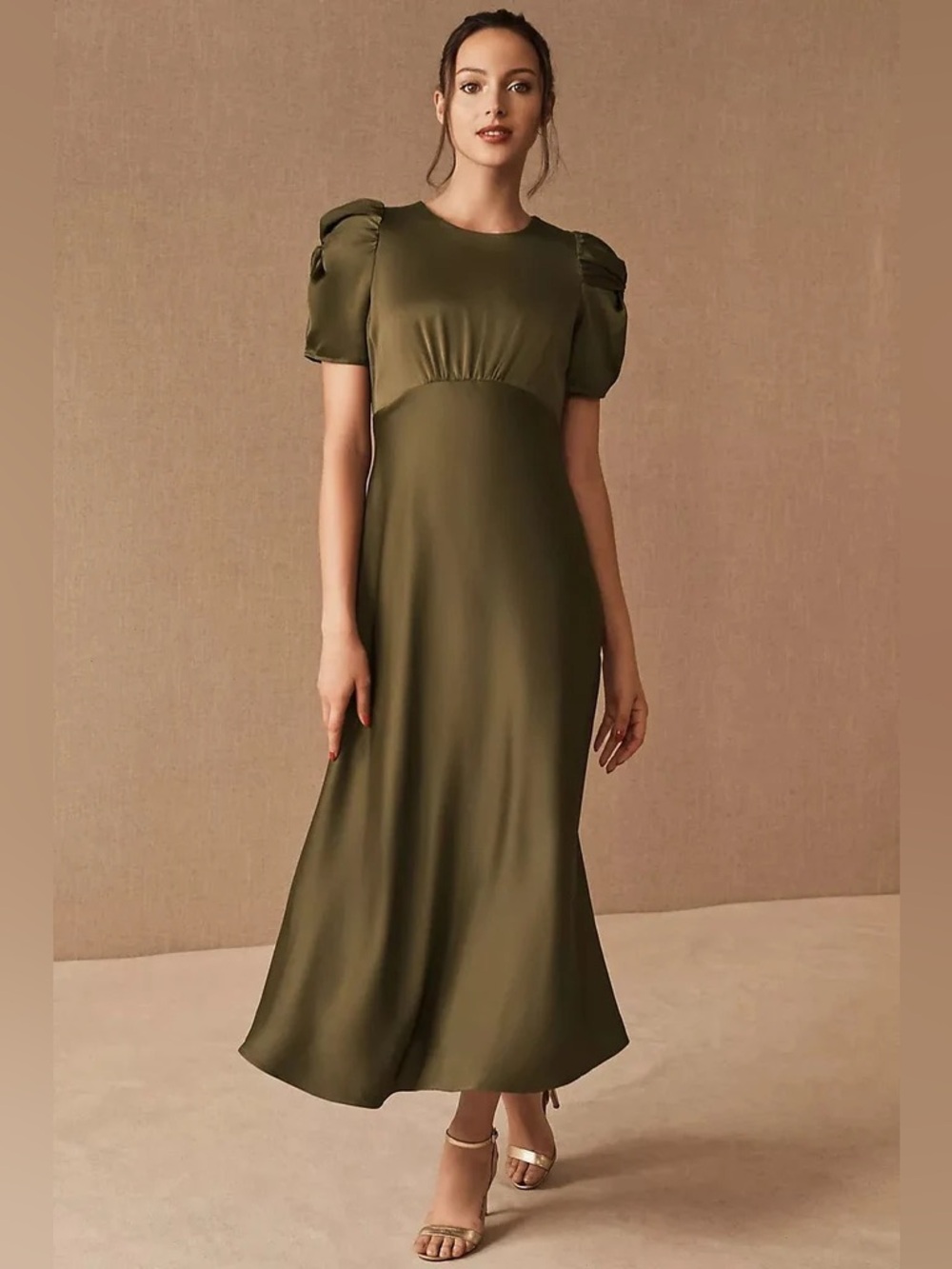 BHLDN Leyden Gown in Olive